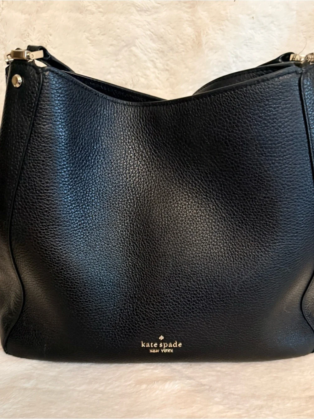 Authentic Kate Spade New York Black Leather Hobo Bag with Zip Wallet